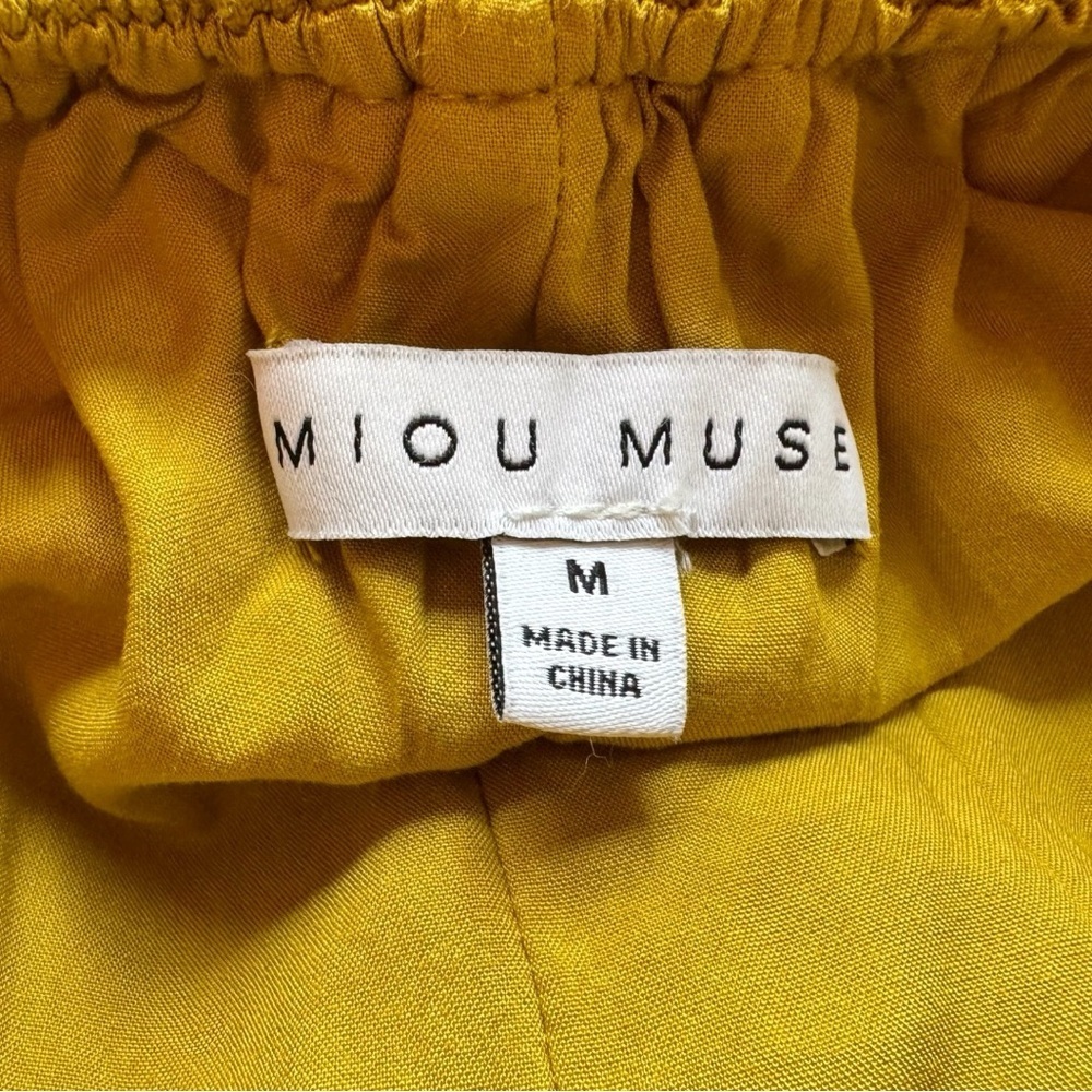 MIOU MUSE Mustard Yellow Linen Blend Crisscross Open Back Dress – Size M - Picture 12 of 16